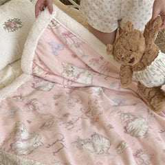 Cute Cat Air Conditioning Blanket Pink Girl Heart Nap Soft Blanket Rest Comfortable Air Conditioning Blanket Girls Gift