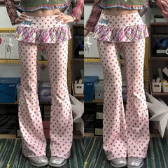 Y2k 2000s Retro Subculture Millennium Spicy Girl Style Fake Two piece Pants Trendy High Street Versatile Sweet Pants emo