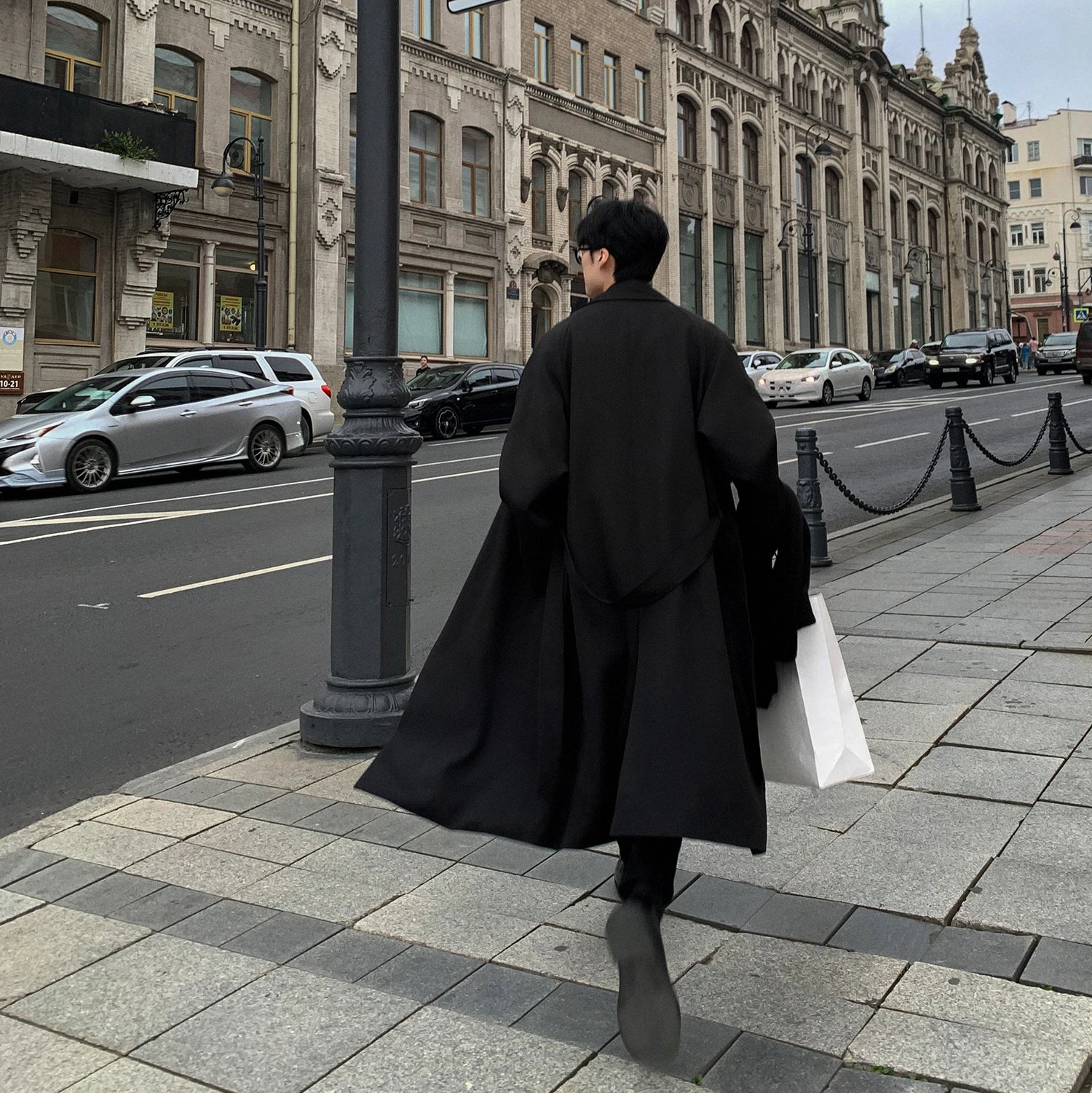 Trench Coat Korean Overcoat Male Long Windbreaker Streetwear Trench Outerwear Black/Gray/Coffee