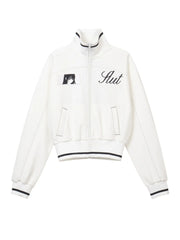 Japanese Subculture Anime Geometric Embroidery Short Jacket Stand Collar Zipper Contrasting Slim