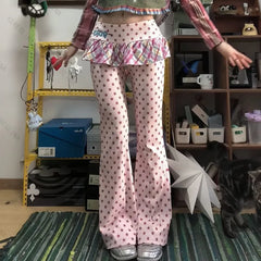 Y2k 2000s Retro Subculture Millennium Spicy Girl Style Fake Two piece Pants Trendy High Street Versatile Sweet Pants emo