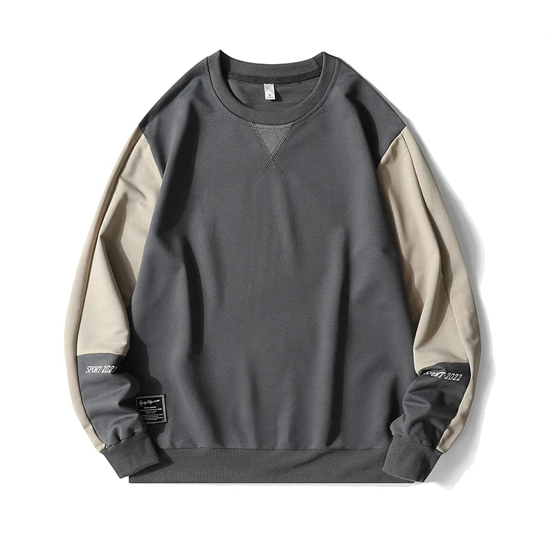 Male Patchwork Loose O-Neck Hip Hop Hoodies