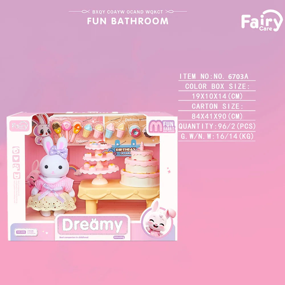 Little Rabbit Bedroom kitchen outdoor gamesLovely Scene Play Toys Simulation Modelling Children Birthday Easter Gift