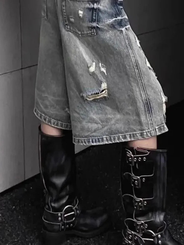 5 Points Jeans Streetwear Hottie Washed Short Jeans
