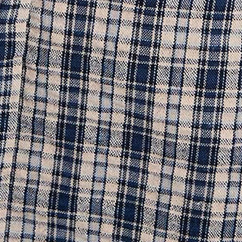Puloru Classic Plaid Shirts Short Sleeve Collared Button Closure Tops Streetwear Casual Retro T-Shirts
