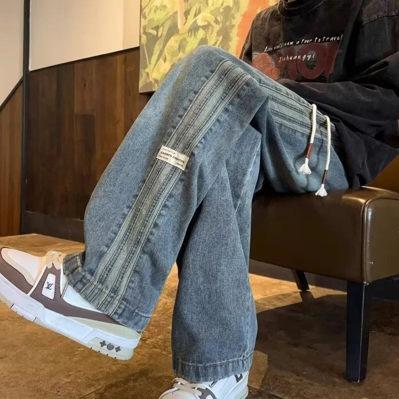 Three bar American retro jeans spring
