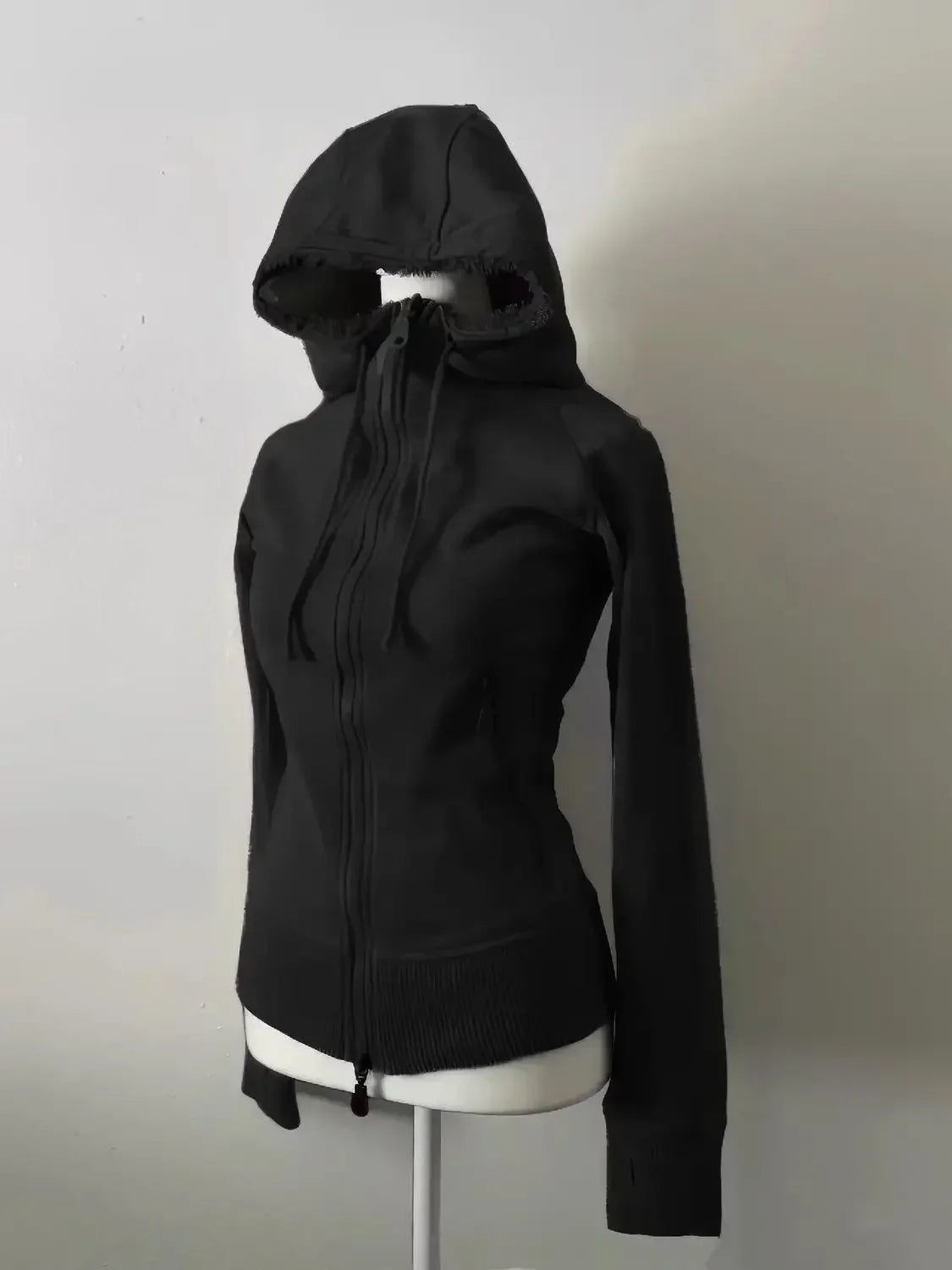 Y2k Retro Grey Wool Vintage Hooded Sweatshirt Cardigan Ladies Spring