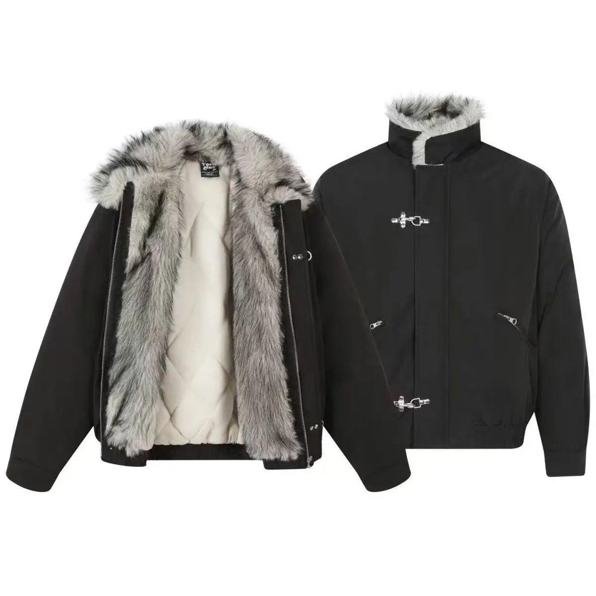 American Aircraft Button Pocket Zipper Stand-Up Collar Parka