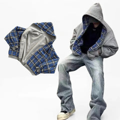 American Two-Sided Hoodie Sweatshirt Hip Hop Harajuku Sweatshirts Zipper Hoodie Oversized Streetwear Jacket Y2k Clothes