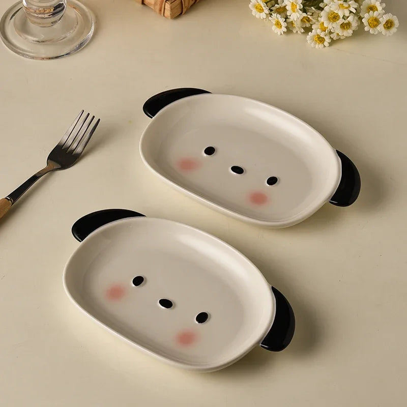 1pc/2pcs Ceramic bread plate, small dog shaped plate, cute mini fruit plate, dessert plate