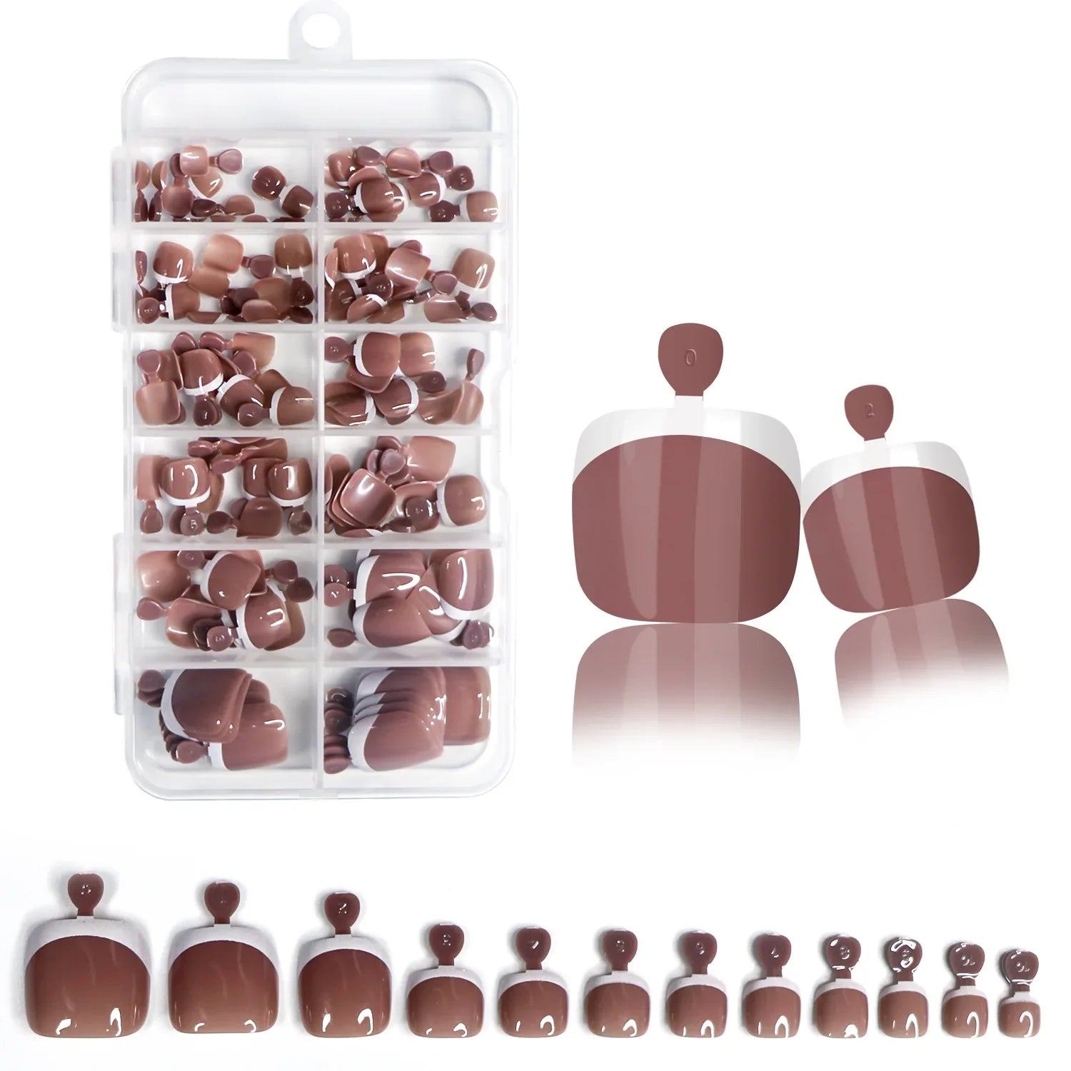 120pcs/Box 9 Styles French Fake Press On Toenails Short Square Nude Pink French Glossy False Toe Nail Full Cover Toe Tips