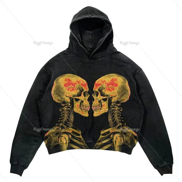 Punk Wind Ninja Printed Long-sleeved Hoodies Couples Hip-hop Street Y2k Street Loose Oversized Hoodies Harajuku Goth Top