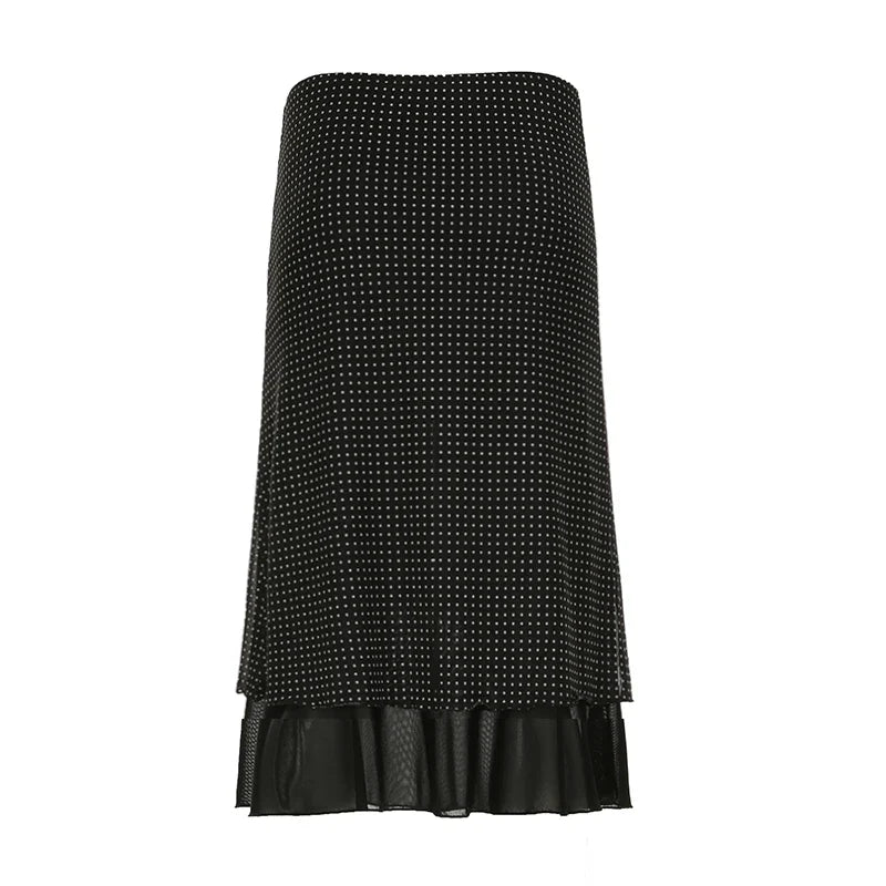 Polka Dot Prints Straight Skirts Fabric Causal All-Match Long Skirts