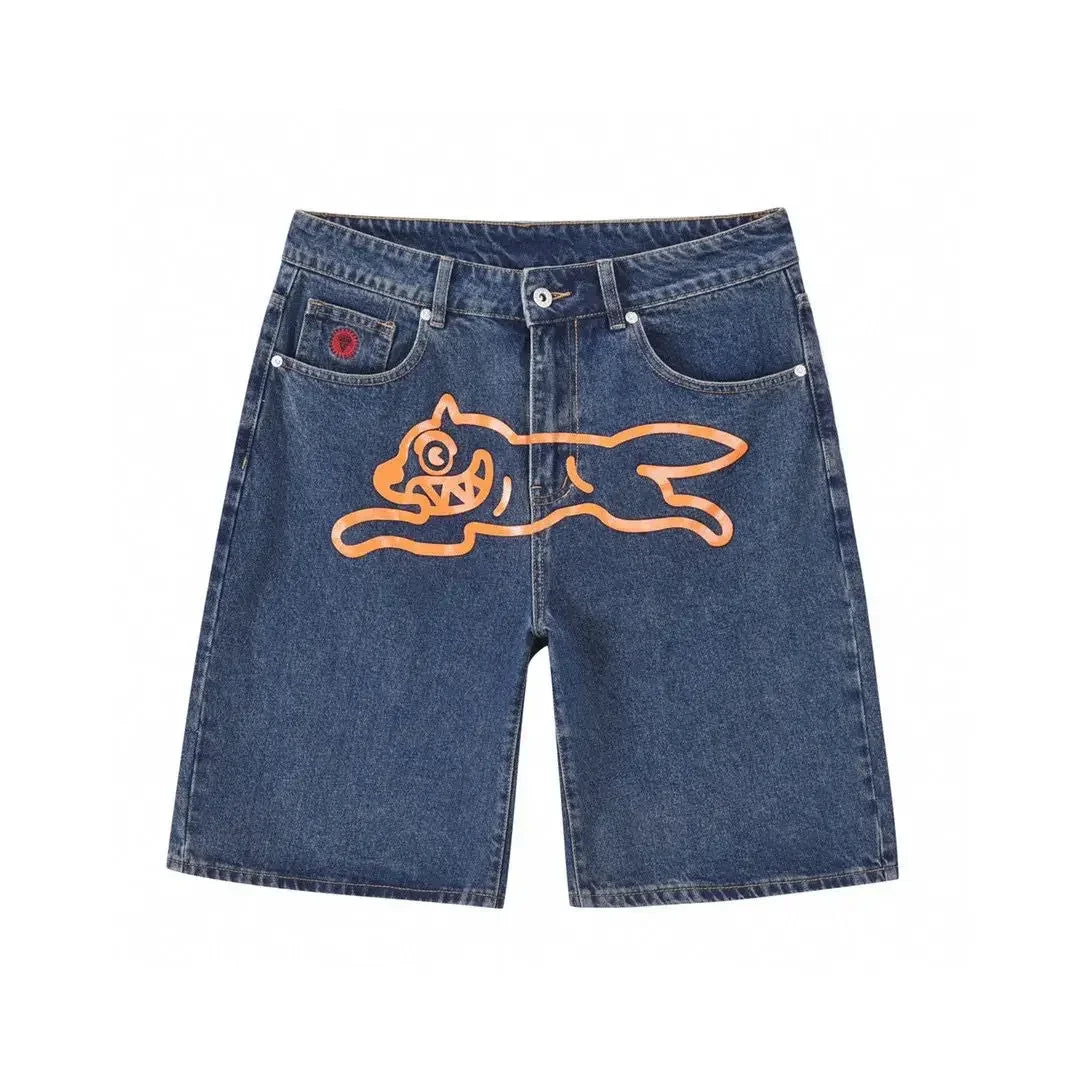 Y2k American Retro Hip-Hop Printed Denim Shorts