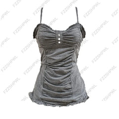 Y2k Tank Top Harajuku Solid color Punk Crop top Streetwear Rock Goth Vest Unique Hiphop Sleeveless Top Retro Casual