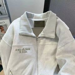Letter Embroidery Baseball Jacket Y2K American Loose Streetwear Casual Coats Bf Plush Thick Warm Zipper Outerwear