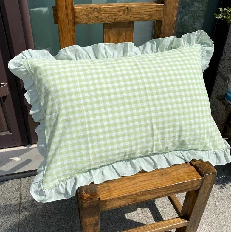 Classic Plaid Pillowcase Cotton Japanese Simple Four-season One Pair Pillow Covers Decorative Bedding Textile Pillow Protector