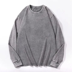 Distressed Long Sleeve Cotton T-Shirt