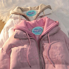 American Niche Ins Fake Two-piece Hooded Bread Coat Y2K Street Loose Retro Couple Coat Tide