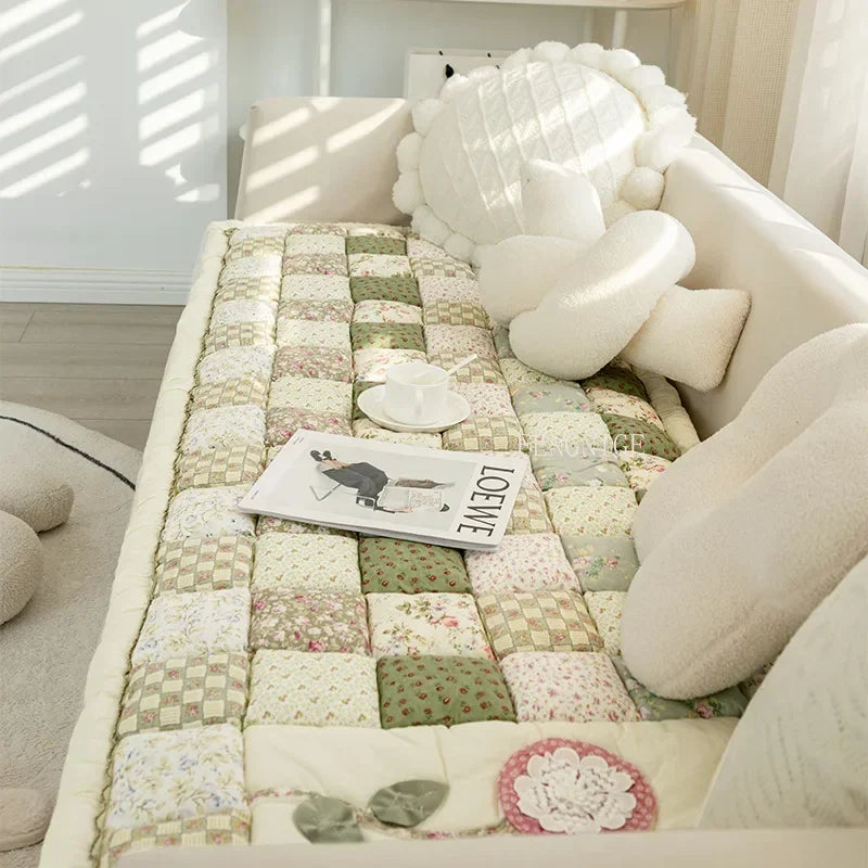 Korean Pure Cotton Sofa Cover Embroidery Sofas Towel Non Slip Couch Covers L Shaped Corner Sofa Mat Seat Pad