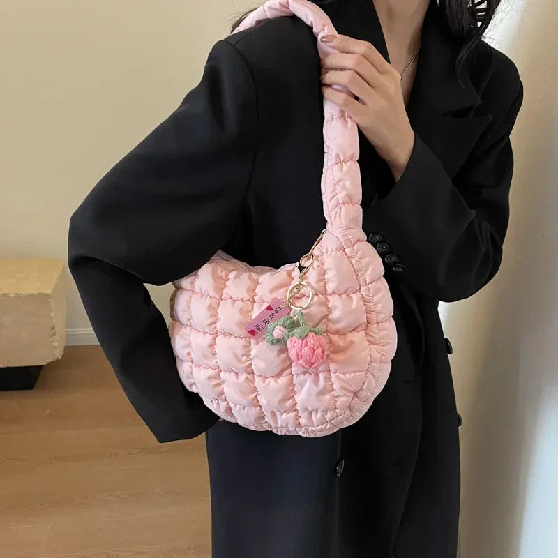 Bag Korean Version Sweet Girly Style Shoulder Bag Casual Bubble Dumpling Bag Fold Cloud Bags Exquisite
