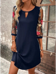 Luxury Dress Perspective Mid Sleeve Printed Round Neck Mini Skirt Party Dress