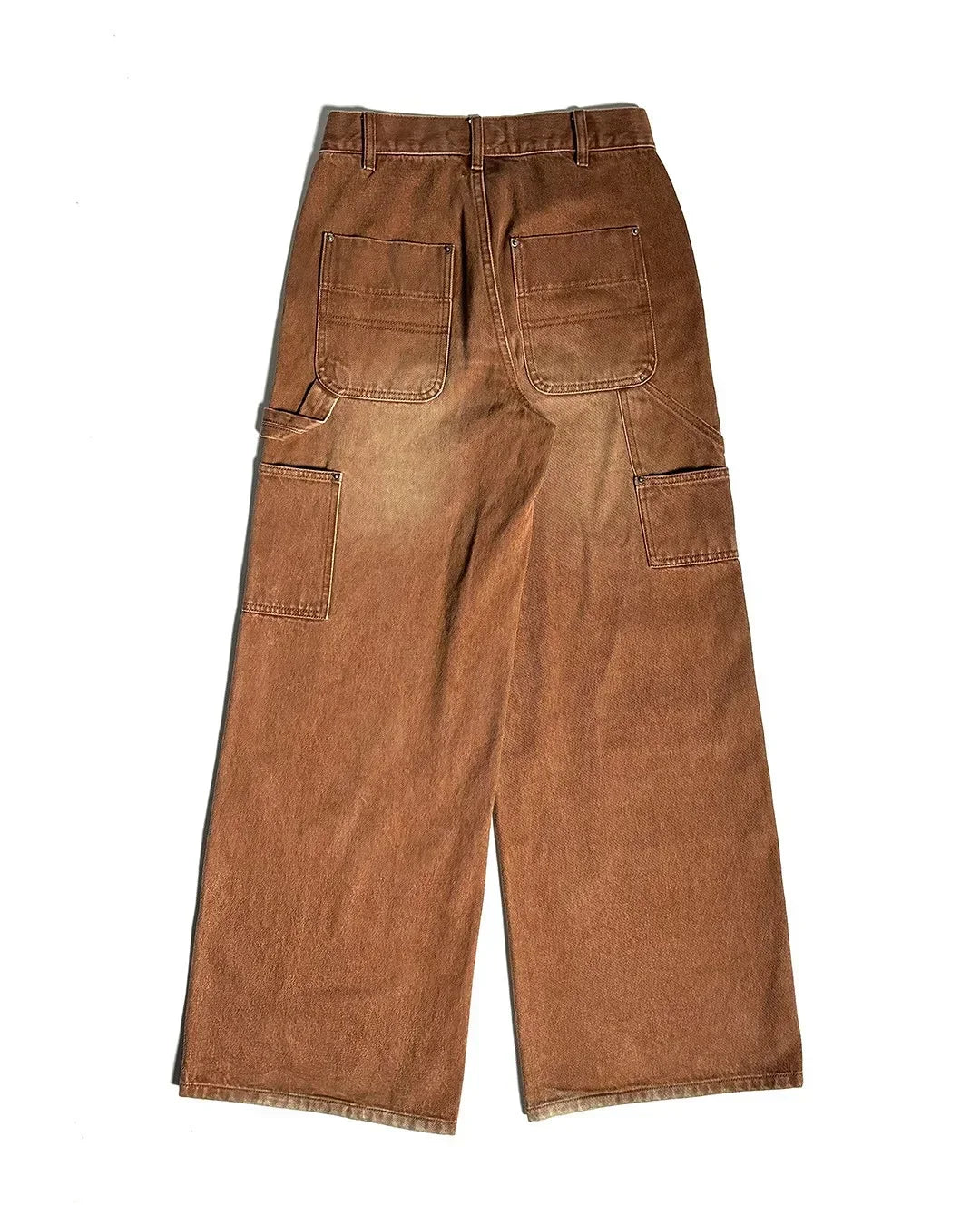 Streetwear Retro Jeans Y2k Gothic Pattern Embroidered Brown Loose Jeanss