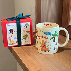 Ceramic Coffee Mug Funny Cute Cartoon Dog Mug with Handle Home Baking Dessert Breakfast Milk Mug Present