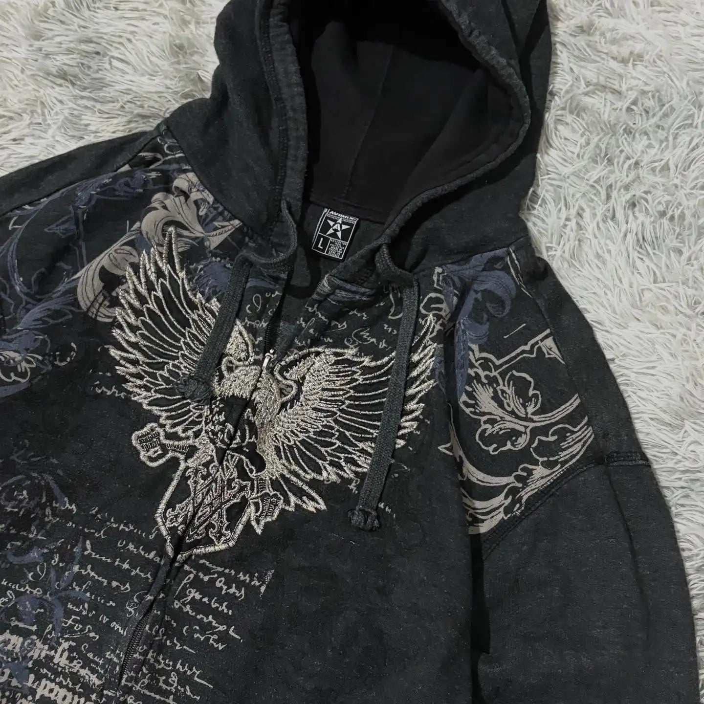 American Oversized Pattern Printed Zipper Hooded Sweater Y2K Gothic Harajuku Hip Hop Couple Hoodies
