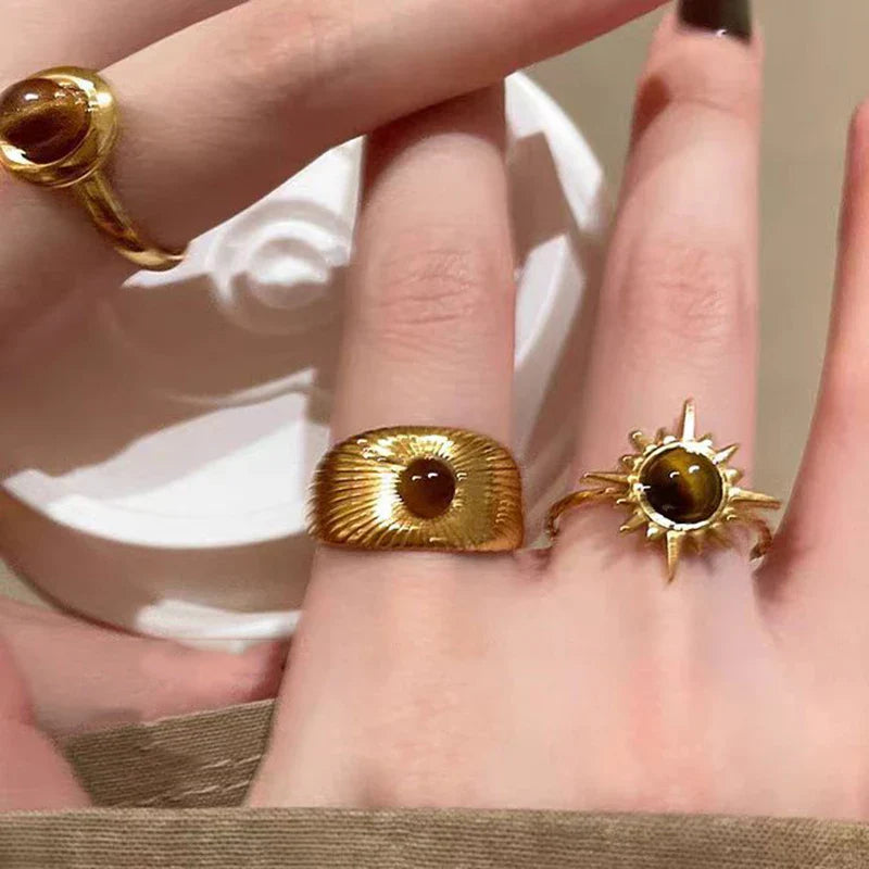 Vintage Brown Stone Rings