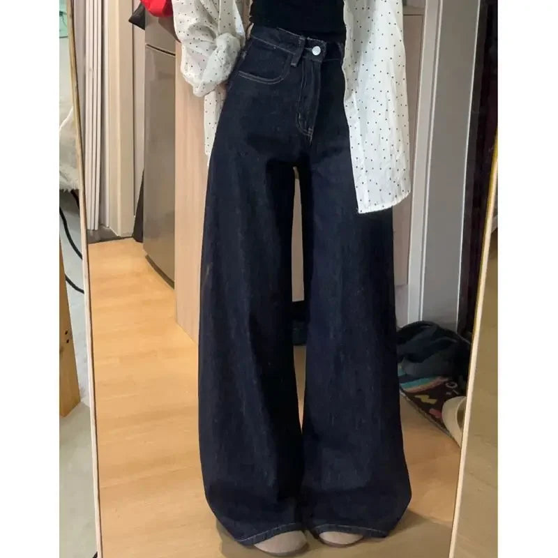 DeepBlue High-Waisted Wide-Leg Jeans