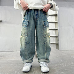 Design Children Relaxed Fit Straight Leg Cargo Jeans