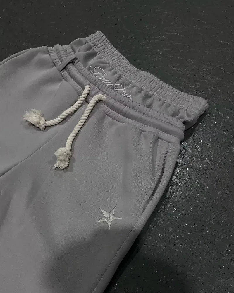 Y2K American Harajuku Vintage Loose Double Waist Sweatpants Streetwear Hip Hop Letters Embroidered Casual Pants