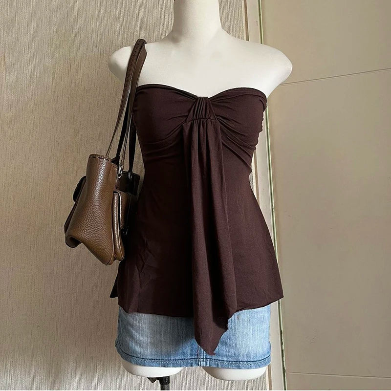 Y2k Tank Top Harajuku Solid color Punk Crop top Streetwear Rock Goth Vest Unique Hiphop Sleeveless Top Retro Casual