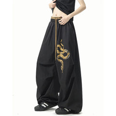 Y2K Streetwear Pants Black Hip Hop Oversized Sweatpants American Vintage Print Loose Casual Dance Trousers New