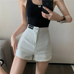 Retro Spicy Girl High Waist Skinny Denim orts Thin Korean Sle Cotton Stretch Tight Fit Trendy Pants