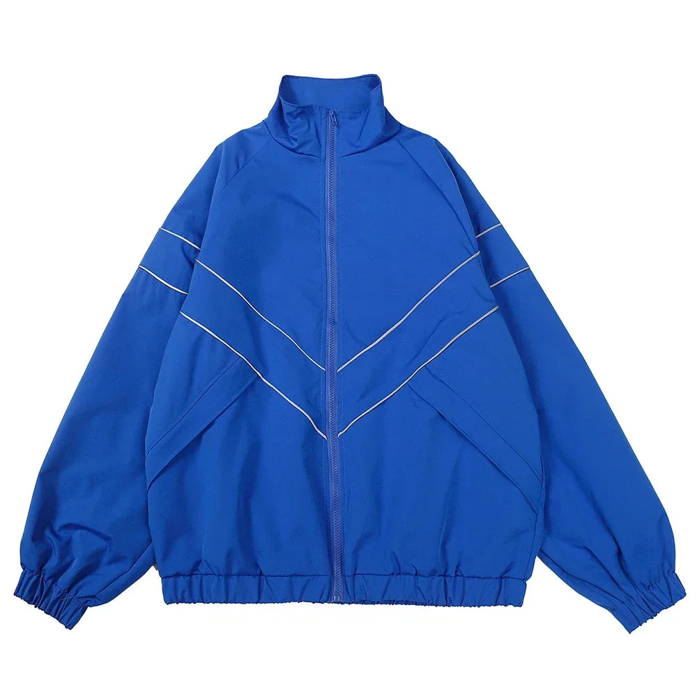 Hip Hop Varsity Jacket High Street Patchwork Color Block Windbreaker Coats Thin College Jackets