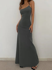 Simple Temperament Suspender Long Backless Slim Waisted Sweet