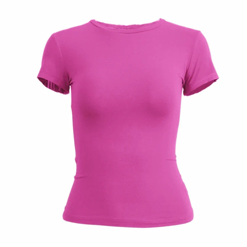 Clothing Short Sleeve T-shirt Slim Fit Tops O-Neck Knitted Sheath Tee Shirt Street Wear Sex Sporty Y2K New2410