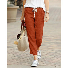 Cotton Pants Y2K Black Drawstring Elastic Waist Casual Pants Loose Elegant Ladies Bottom