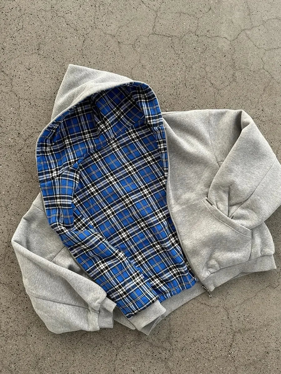 American Two-Sided Hoodie Sweatshirt Hip Hop Harajuku Sweatshirts Zipper Hoodie Oversized Streetwear Jacket Y2k Clothes
