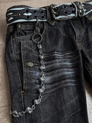 American Retro Flared Jeans Harajuku Wide Leg Y2k Gothic Vintage Embroidery Denim Pants Baggy Hip Hop Streetwear