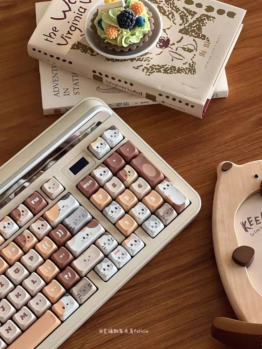 142 Keys Customized Gift Cute Cat keycaps MAO Keycaps Square Thermal Sublimation Mechanical Keyboard 2.25 U 2.75U