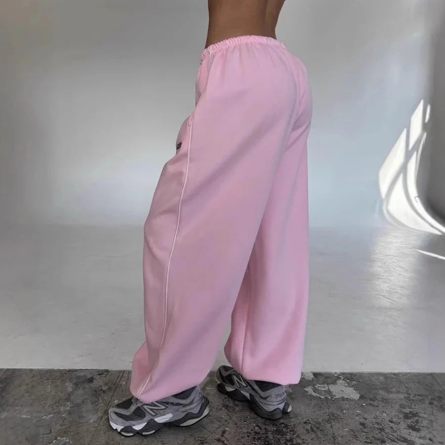 Y2K American Black Retro Hip-Hop Oversized Casual Sweatpants Loose Jogging Pants High Waist Wide-Leg Streetwear