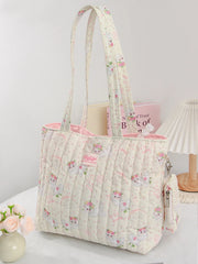 1 cute flower cat handbag with coin purse charm, daily commuting, travel handbag, large capacity portable handbag