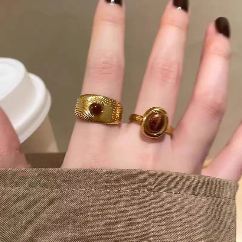 Vintage Brown Stone Rings