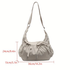 Large Capacity Shoulder Bags Lightweight Nylon Pleated Crossbody Bag Multiple Pockets Hobo Bag