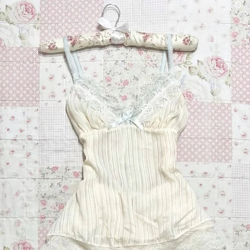 Retro Harajuku Kawaii Fairy Tale Camisole Tee Casual Slim Chic Print Sleeveless Crop Top Y2K Streetwea