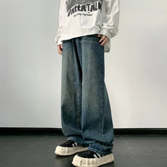Jeans Wide Leg Jeans Male Loose Straight Denim Pants Harajuku Vintage Blue Jean Trouser Streetwear Clothes