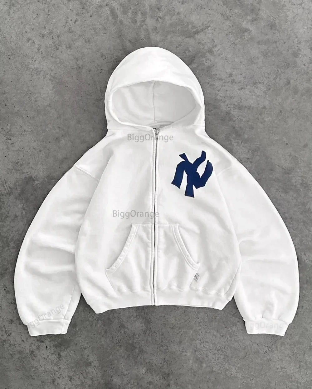 Y2K Harajuku Blue Letter Pattern Printed Hooded Sweatshirt